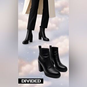 ✨ H&M Divided Black Ankle Boots - Block Heel